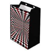 Rood Wit Zwart Geruit Kamer Hoog Contrast Medium Cadeauzakje (Achterkant Gekanteld)
