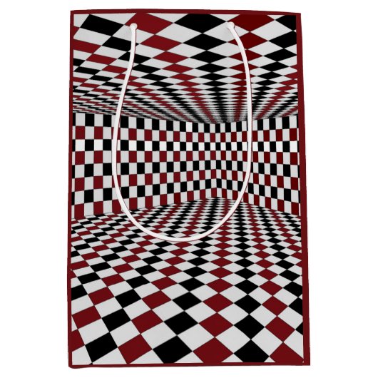 Rood Wit Zwart Geruit Kamer Hoog Contrast Medium Cadeauzakje (Voorkant)