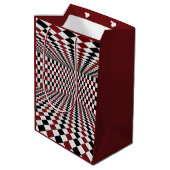 Rood Wit Zwart Geruit Kamer Hoog Contrast Medium Cadeauzakje (Achterkant Gekanteld)