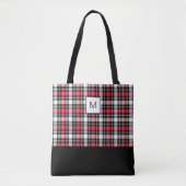 Rood wit zwart geruite monogram tote bag (Voorkant)