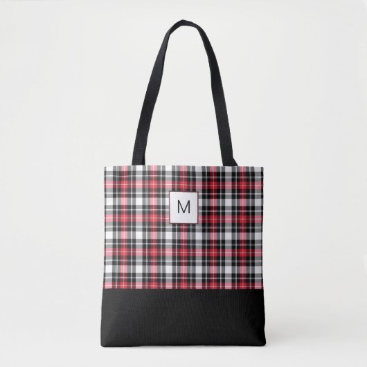 Rood wit zwart geruite monogram tote bag (Voorkant)