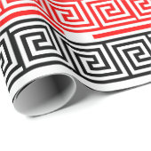 Rood Wit Zwart Grieks Key Fret Patroon Ontwerp Cadeaupapier (Rol Hoek)