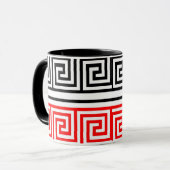Rood Wit Zwart Grieks Key Fret Patroon Ontwerp Mok (Voorkant links)