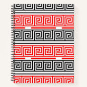 Rood Wit Zwart Grieks Key Fret Patroon Ontwerp Notitieboek (Voorkant)