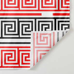 Rood Wit Zwart Grieks Key Fret Patroon Ontwerp Stof