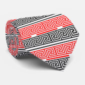 Rood Wit Zwart Grieks Key Fret Patroon Ontwerp Stropdas (Opgerold)