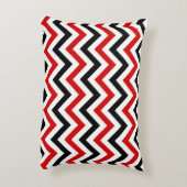 Rood, Wit, Zwart Groot Chevron ZigZag Patroon Accent Kussen (Achterkant (Verticaal))