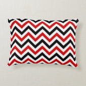 Rood, Wit, Zwart Groot Chevron ZigZag Patroon Accent Kussen (Achterkant)