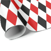 Rood Wit Zwart Harlekijn Diamant Patroon Cadeaupapier (Rol Hoek)