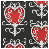 Rood wit zwart hartpatroon stof (Close Up)