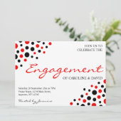 Rood Wit Zwart Informele Engagement Party Kaart (Staand voorkant)