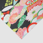 Rood Wit Zwart Japans Kimono Bloemen Decoupage Tissuepapier (Detail)