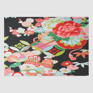 Rood Wit Zwart Japans Kimono Bloemen Decoupage Tissuepapier
