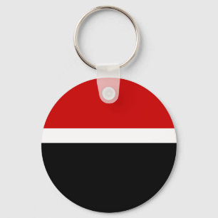 Rood Wit Zwart Kleur Block Style Design Sleutelhanger