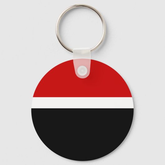 Rood Wit Zwart Kleur Block Style Design Sleutelhanger (Voorkant)