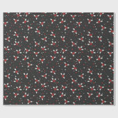 Rood wit zwart Mistletoe Stars feestelijke kerst Cadeaupapier (Vlak)