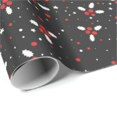Rood wit zwart Mistletoe Stars feestelijke kerst Cadeaupapier (Rol Hoek)