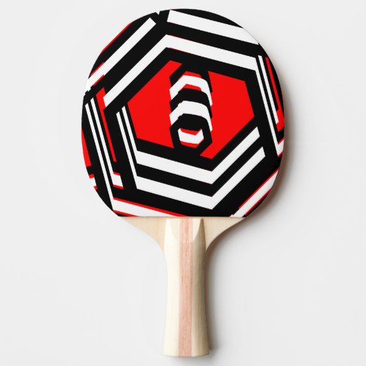 Rood Wit Zwart Modern 4Robin Tafeltennisbatje (Voorkant)