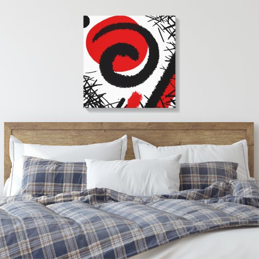 Rood, Wit & Zwart Modern Abstract Canvas Afdruk (Insitu (Slaapkamer))