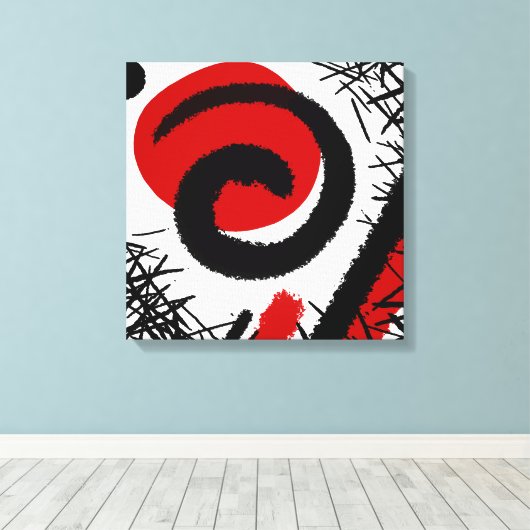 Rood, Wit & Zwart Modern Abstract Canvas Afdruk (Insitu (Houten vloer))