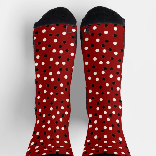 Rood, Wit & Zwart Poke a Dot Design Sokken (Top)