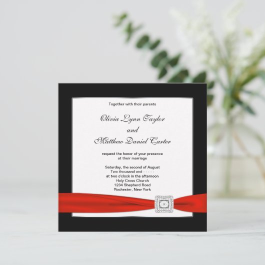 Rood Wit Zwart Rood Zwart Zwart Trouwen Kaart (Staand voorkant)