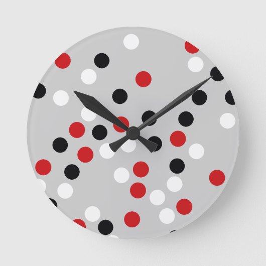 rood wit zwart stip patroon ronde klok (Voorkant)