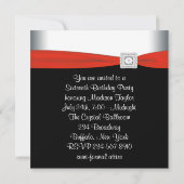 Rood Wit Zwart Sweet 16 Verjaardagsfeest Kaart (Achterkant)