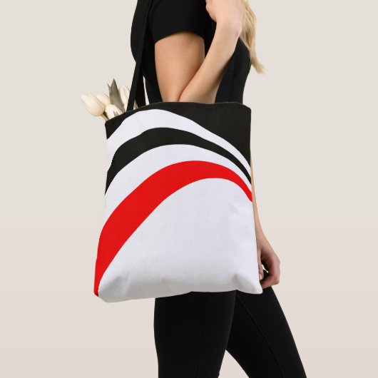 Rood wit zwart trend moderne strepen tote bag (Dichtbij)