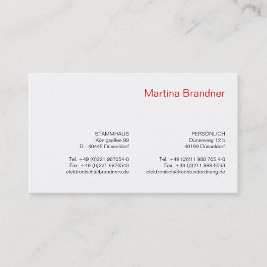 Rood, wit, zwart visitekaartje (Voorkant)