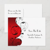 Rood wit zwart wervelingen Bewaar de datum Aankondigingskaart (Voorkant / Achterkant)