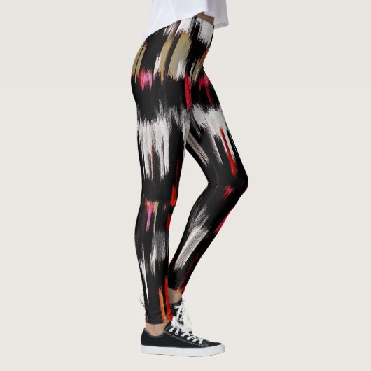 Rood Wit Zwart Wit Abstract Schilderen Leggings (Rechts)