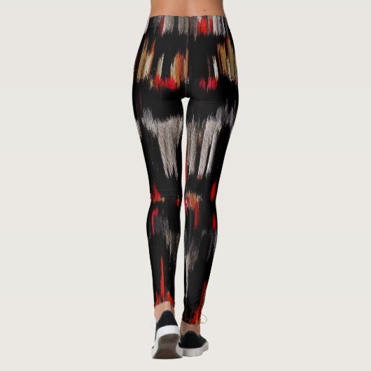 Rood Wit Zwart Wit Abstract Schilderen Leggings (Achterkant)