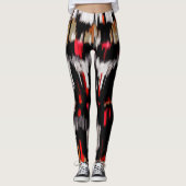 Rood Wit Zwart Wit Abstract Schilderen Leggings (Voorkant)