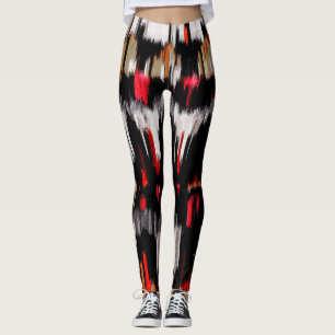 Rood Wit Zwart Wit Abstract Schilderen Leggings