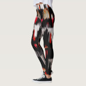 Rood Wit Zwart Wit Abstract Schilderen Leggings (Links)