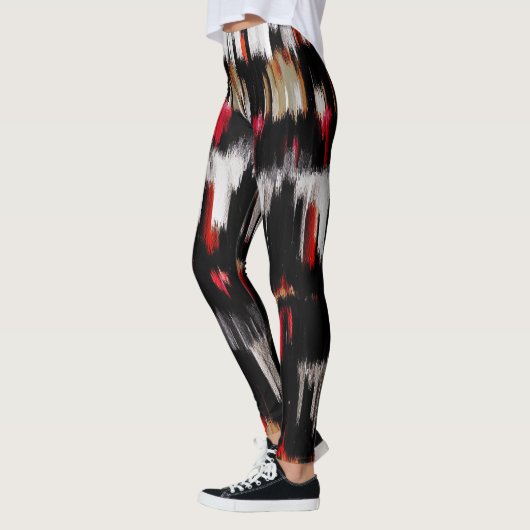 Rood Wit Zwart Wit Abstract Schilderen Leggings (Links)
