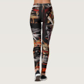 Rood Wit Zwart Wit Abstract Schilderij #2 Leggings (Achterkant)