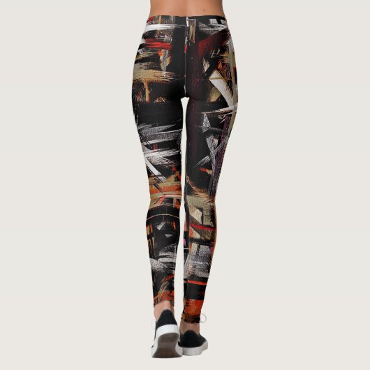 Rood Wit Zwart Wit Abstract Schilderij #2 Leggings (Achterkant)