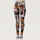 Rood Wit Zwart Wit Abstract Schilderij #2 Leggings (Voorkant)