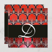 ROOD WIT ZWARTE DAMAST ANJERS INITIALEN KAART (Voorkant / Achterkant)