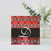 ROOD WIT ZWARTE DAMAST ANJERS INITIALEN KAART (Staand voorkant)