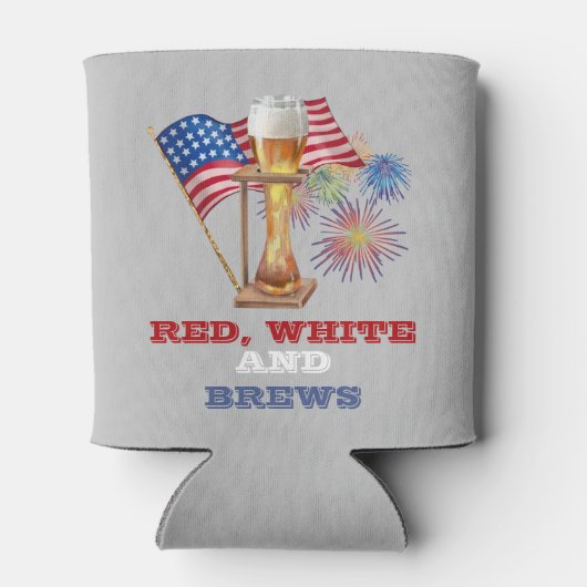 Rood-witblauw Brews Beer 4 juli Blikjeskoeler (Achterkant)