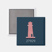 Rood-witblauw Nautical Lighthouse Beach Zip Code Magneet (Voorkant / Achterkant)
