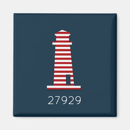 Rood-witblauw Nautical Lighthouse Beach Zip Code Magneet