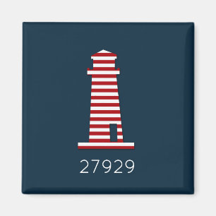 Rood-witblauw Nautical Lighthouse Beach Zip Code Magneet