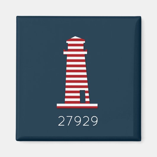 Rood-witblauw Nautical Lighthouse Beach Zip Code Magneet (Voorkant)