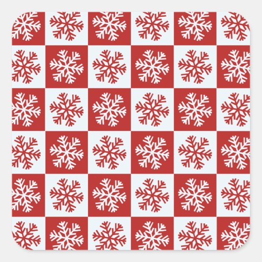 Rood-witdambord sneeuwvlokken stickers (Voorkant)