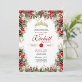 Rood witgoud Vakantie Bloemen Winter Quinceañera Kaart (Staand voorkant)