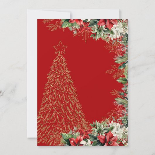 Rood witgoud Vakantie Bloemen Winter Quinceañera Kaart (Achterkant)